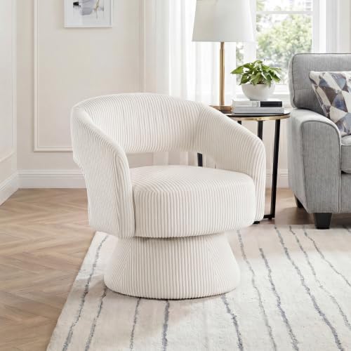 Lexicon Modern Comfy Corduroy 360 Degree Swivel Accent Chair, Beige