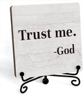 Inspirational Office Desk Decor, Trust Me God Sign, Desk Decorations For Office Home Living Room Classroom, Shelf Decor, Inspirational Christian Gifts, Wooden Plaque With Stand (B02)
