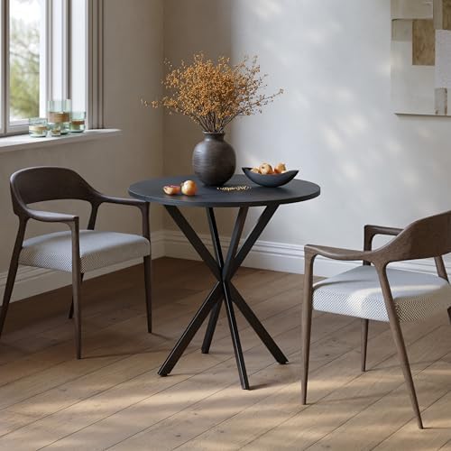 Unovivy 31.5" Small Round Dining Table for 2-4 Black Dinner Table
