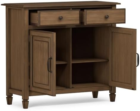 SIMPLIHOME Connaught 40" Solid Wood Cabinet in Rustic Natural Aged Brown