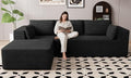106" Cloud Sectional Boneless Couches for Living Room, Modular L Shaped Couch with Deep Seat Oversized Left Facing Chaise, Memory Foam Compressed Spineless 3 Seater Sofa for Bedroom Apartment, Black