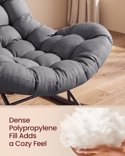VASAGLE Outdoor Rocking Chair with Extendable Footrest, Removable Cushion
