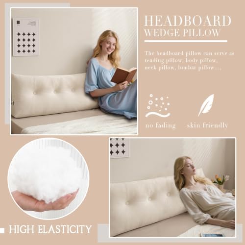 Wedge Headboard Pillow Twin XL, College Dorm Essentials Bed Reading