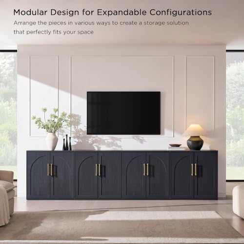 ACCOHOHO Arched Door Sideboard Buffet Cabinet Set of 2, Black