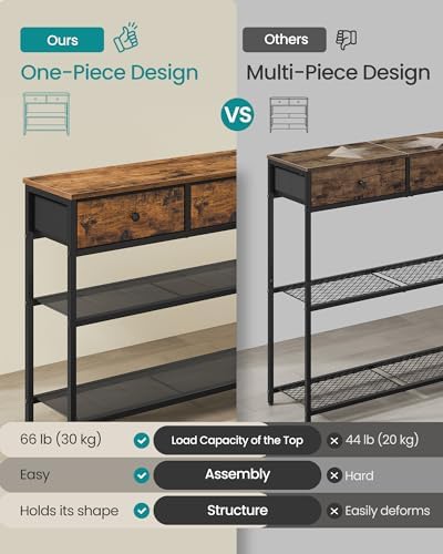 SONGMICS Console Table with 3 Fabric Drawers, Narrow Entryway Furniture