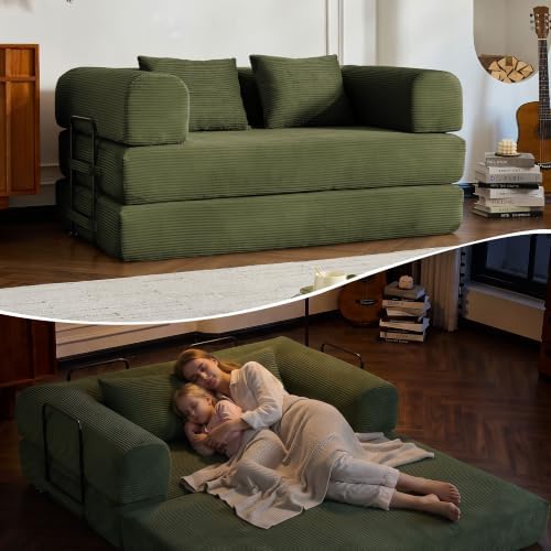 59" Convertible Sofa Bed, Boneless Sleeper Futon Couch for Small Spaces
