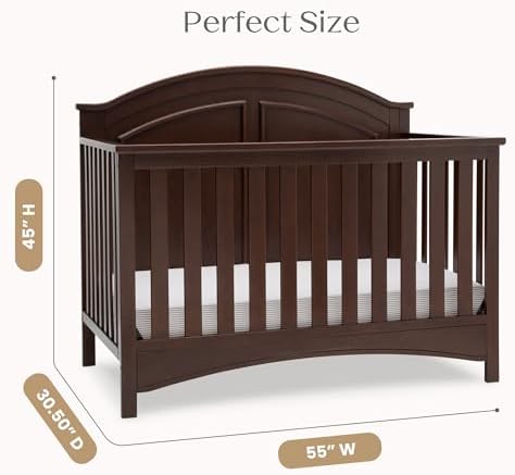 Delta Children Perry 6-in-1 Convertible Crib & Mattress, Walnut Espresso