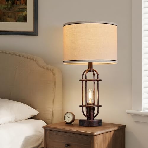 Reaketon 22.3”Farmhouse Table Lamps for Living Room, Bedroom Lamps Set of 2