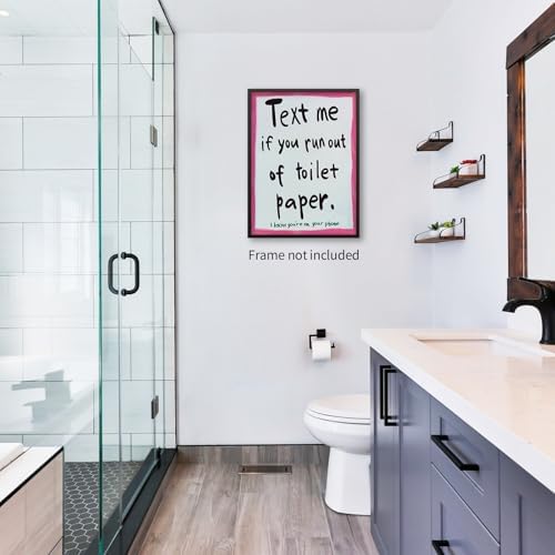 OMANI Pink Funny Bathroom Poster Text Me If You Run Out Of Toilet Paper Wall Art Preppy Dopamine Kitsch Aesthetic Canvas Prints for Bathroom Restroom Wall Decor 08x10 inch Unframed