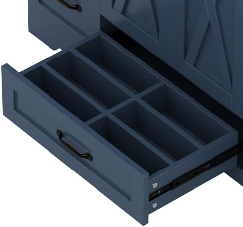 YOPTO 48" Bathroom Vanity with Sink, Freestanding Bathroom Cabinet | Ceramic Top & Backsplash, 7 Storage Drawers, X-Shaped Doors, Adjustable Shelving, Door Storage and Towel Bar, Navy Blue