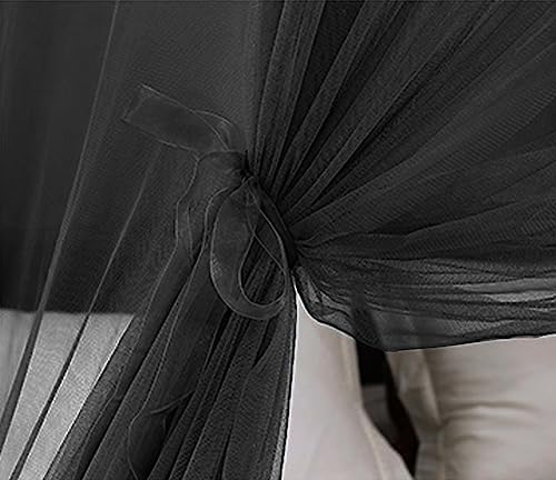 Kertnic Mosquito Net Bed Canopy for Girls, Princess Canopy Bed Curtain Fine Sheer Mesh Dome Bed Canopies, Girls & Adults Lace Tent for Twin Full Queen King Bed (Black)
