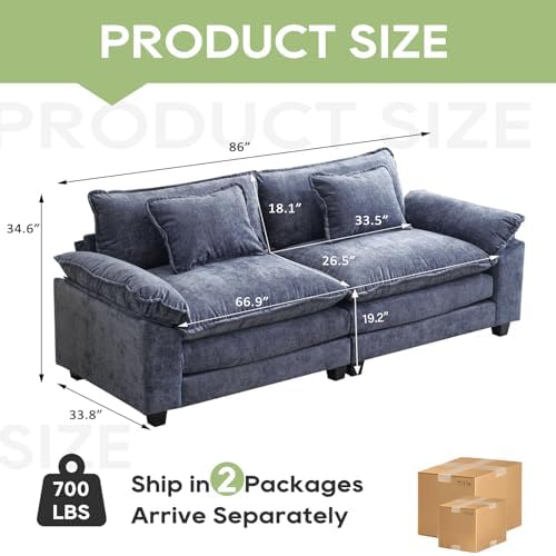 Oprisen 86" Modular Sectional Sofa, Comfy Loveseat Deep Cloud Couch