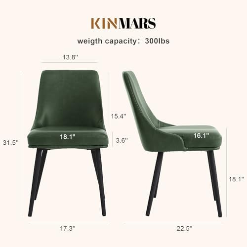 kinmars Kitchen & Dining Leather Dining Chairs Set of 6 Green