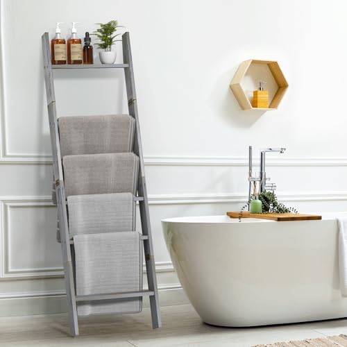 Blanket Ladders for the Living Room, Blanket Holder 6-Tier Grey