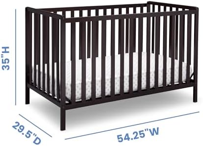 Delta Children Heartland 4-in-1 Convertible Crib & Mattress, Dark Chocolate