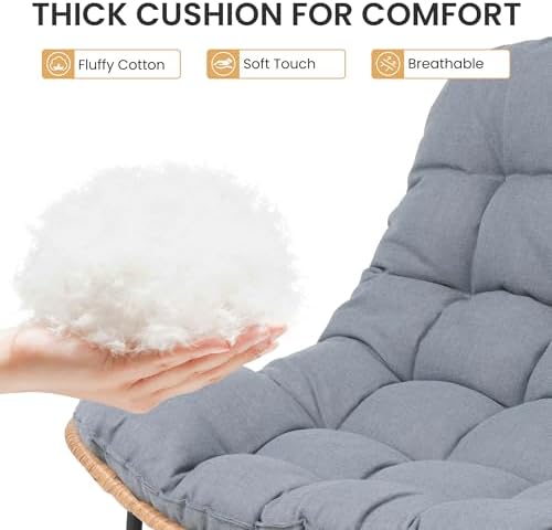 Outdoor Loveseat, Boho Rattan Patio Couch with Soft Cushion (Dark Gray)