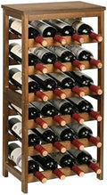 VASMIA Wine Rack Freestanding Floor, 6-Tier Display Wine Storage Shelves with Table Top, 24-Botttle Bamboo Wine Rack Shelf for Kitchen Bar Dining Room Living Room, Walnut