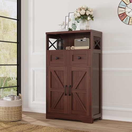 Farmhouse Storage Cabinet Set of 2, Small Kitchen Pantry Coffee Bar Cabinet