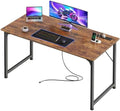 PRAISUN 47 X 20 Inch Computer Desk, Power Outlets, USB-C, Rustic Brown