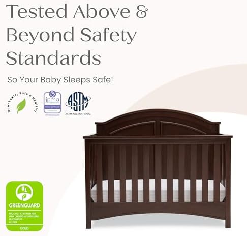 Delta Children Perry 6-in-1 Convertible Crib - Greenguard Gold Certified, Walnut Espresso