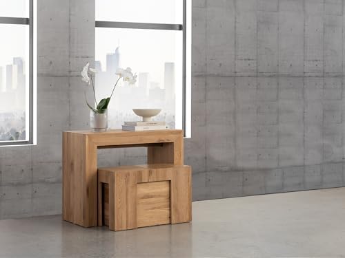 Transformer Table Solid Wood Extendable Dining Table, Natural