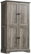 ChooChoo Bathroom Floor Cabinet with Adjustable Shelves | Bathroom Storage Cabinet, 4 Doors, Freestanding Cupboard for Living Room, Kitchen Pantry, Retro Grey