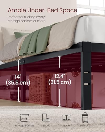 VASAGLE Twin Metal Bed Frame, 14 Inches Tall, 550 lb Weight Capacity