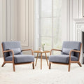 ANJ Mid Century Modern Accent Chairs Set of 2, Comfy Fabric Reading Chair with Solid Wood Frame, Easy Assembly Armchair for Living Room,Grey