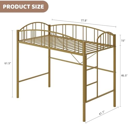 Garvee Loft Bed Twin Size with Ladde and Arched Guardrail for Kids, Adults