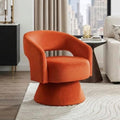 Lexicon Swivel Accent Chair, Modern Velvet Round Barrel Chair, Orange