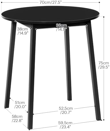 HOOBRO Bamboo Dining Table, Round Dining Table for 2, 27.5" Kitchen Table for Small Space, Writing Table, Easy to Assemble, for Dining Room, Living Room, Office, Kitchen, Apartment, Black BK71CZ01G1