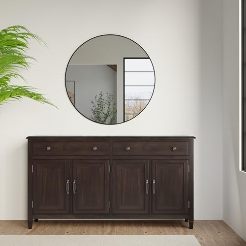SIMPLIHOME Connaught 67" Sideboard Cabinet in Dark Chestnut Brown