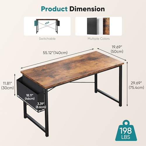 OLIXIS Computer Desk, 55 Inch Gaming Desks for Home Office Small Spaces