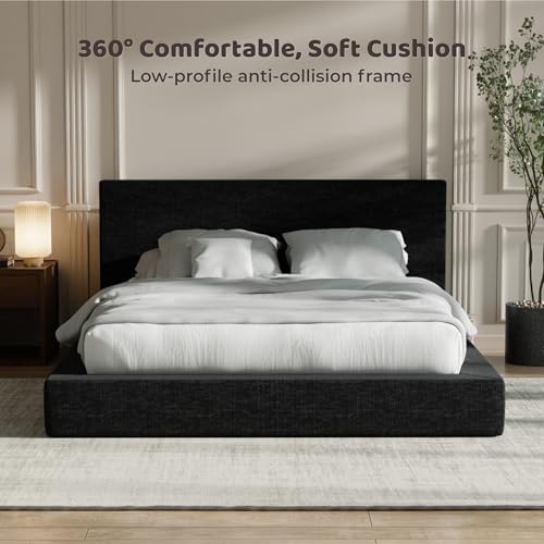 RECCI AirFrame Queen Upholstered Bed Frame with Plush Padded Headboard