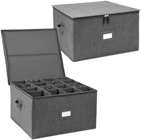 popoly Stemware Storage Cases 2 Pack, Wine Glass Storage Box Containers