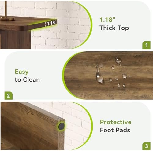 LITTLE TREE 63" Bar Table, Farmhouse Bar Height Table with Sturdy Wooden Base & Anti-Scratch Foot Pads, Home Bar Units for Dining Room, Kitchen, Living Room, Bistro