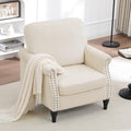 Accent Chair for Living Room, Modern Mid Century Reading Chair Armchair High Back Upholstered Armchair with Wooden Legs for Living Room Bedroom Office (Beige, 1pcs)