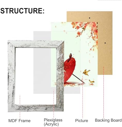 xnlkros Picture Frame Set 10 pack, Farmhouse Photo Frames, Gallery Wall Frame Collage, 8x10 5x7 4x6 Frames in 3 Different Finishes Picture Frames For Wall or Desk,Rustic White