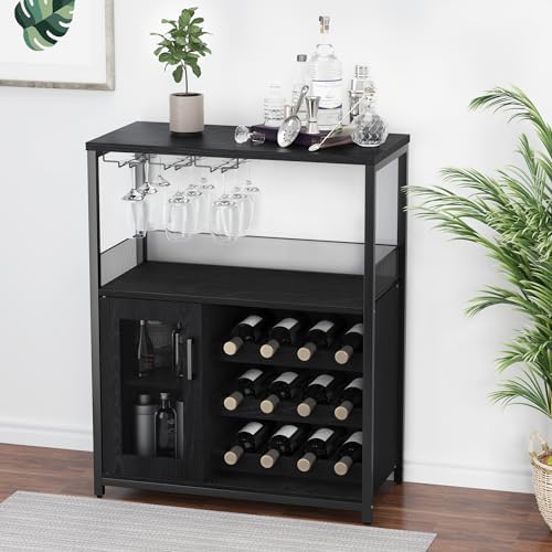 IDEALHOUSE Wine Bar Cabinet with Detachable Wine Rack and Storage Space
