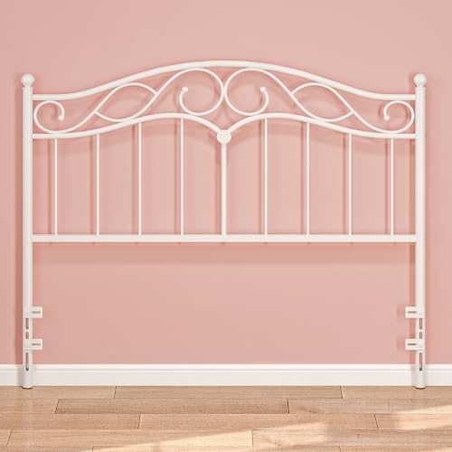 Queen Size Headboard Only, Vintage Metal Headboard for Queen Bed White