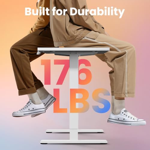 HUANUO 63x28 Inch Electric Standing Desk, Height Adjustable, White