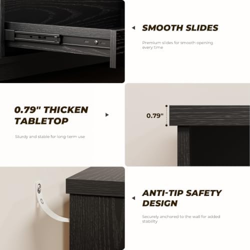 Snack Bar Cabinet with Fridge Included for Home Theater, Black