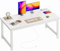 Huuger 55 x 24 inch Desk with Power Outlets & 0.95 Inch Thicker Desktop