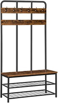HOOBRO Hall Tree with Bench, Entryway Bench with Coat Rack, Mud Room Rack with 12 Double Hooks and Shoe Storage, Coat Tree, Shoe Rack Organizer, for Foyer, Front Door, Rustic Brown BF05MT01