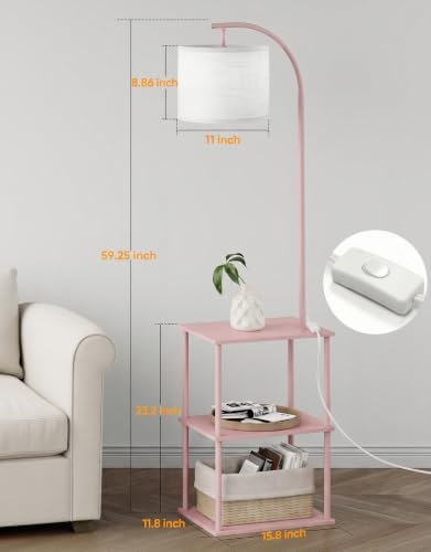 Floor Lamp with Table 2-Pack, Nightstands End Side Table for Living Room