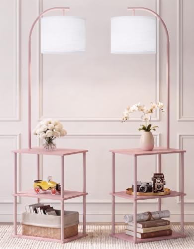 Floor Lamp with Table 2-Pack, Nightstands End Side Table for Living Room