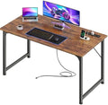 PRAISUN 40 X 20 Inch Computer Desk, Power Outlets, USB-C, Rustic Brown