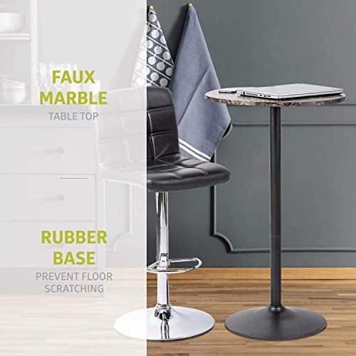 Pearington Round Bar and Pub Table with Faux Marble Top and Black Base, 1-Pack