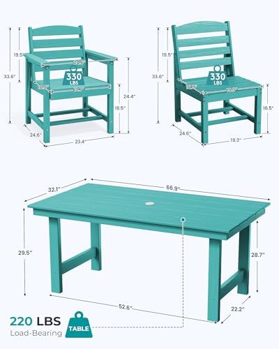 SERWALL HDPE Outdoor Dining Furniture, Outdoor Dining Set for 10, Aruba