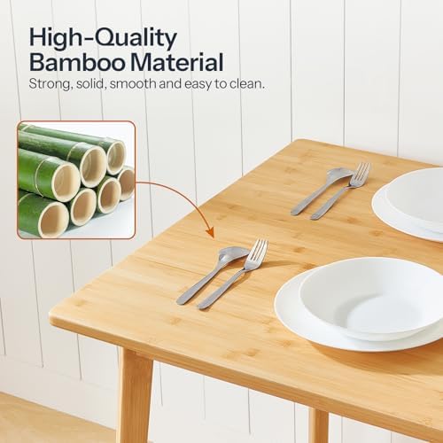HOOBRO Dining Table, Bamboo Dining Room Table for 4-6, 47.2" Rectangle Kitchen Table, Easy to Assemble, for Dining Room, Living Room, Office, Kitchen, Apartment, Natural YL120CZ01